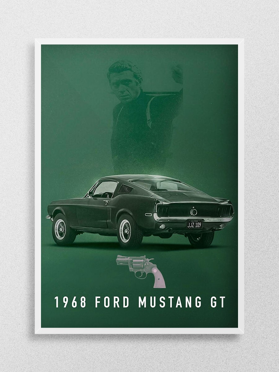 1968 Ford Mustang GT Bullitt Poster, Çerçevesiz Tv Film Poster