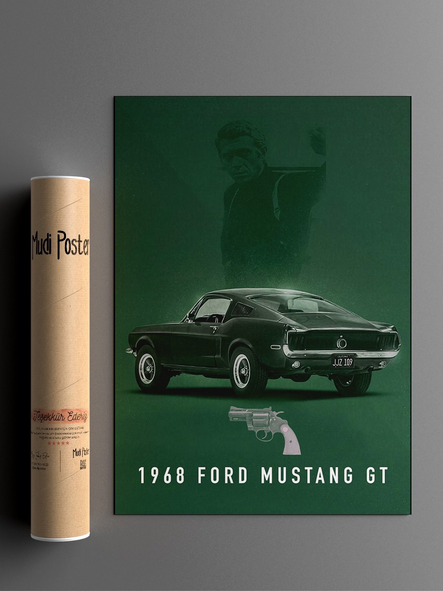 1968 Ford Mustang GT Bullitt Poster, Çerçevesiz Tv Film Poster