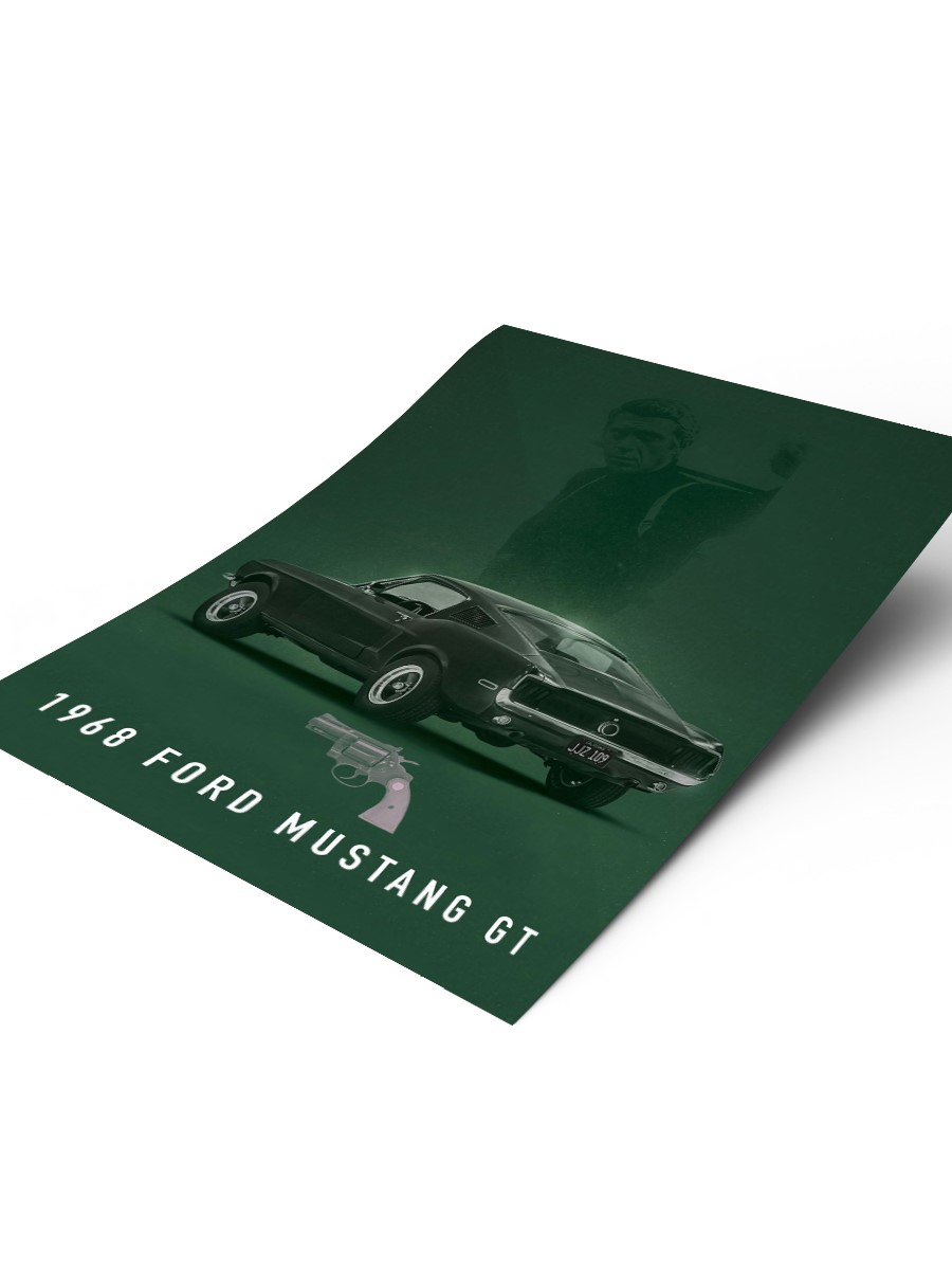 1968 Ford Mustang GT Bullitt Poster, Çerçevesiz Tv Film Poster