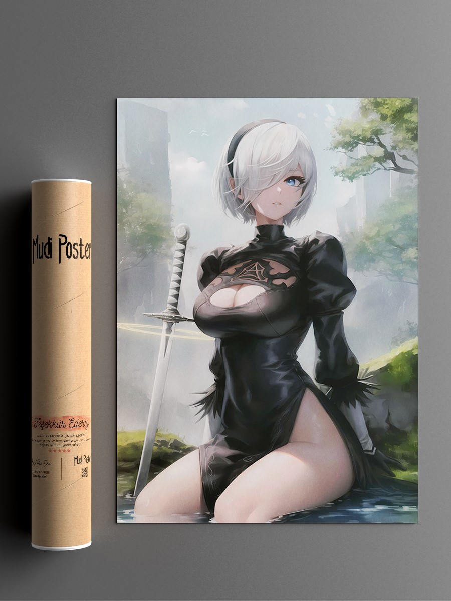2B Nier Automata Anime Poster Çerçevesiz Yüksek Kalite Anime Duvar Poster