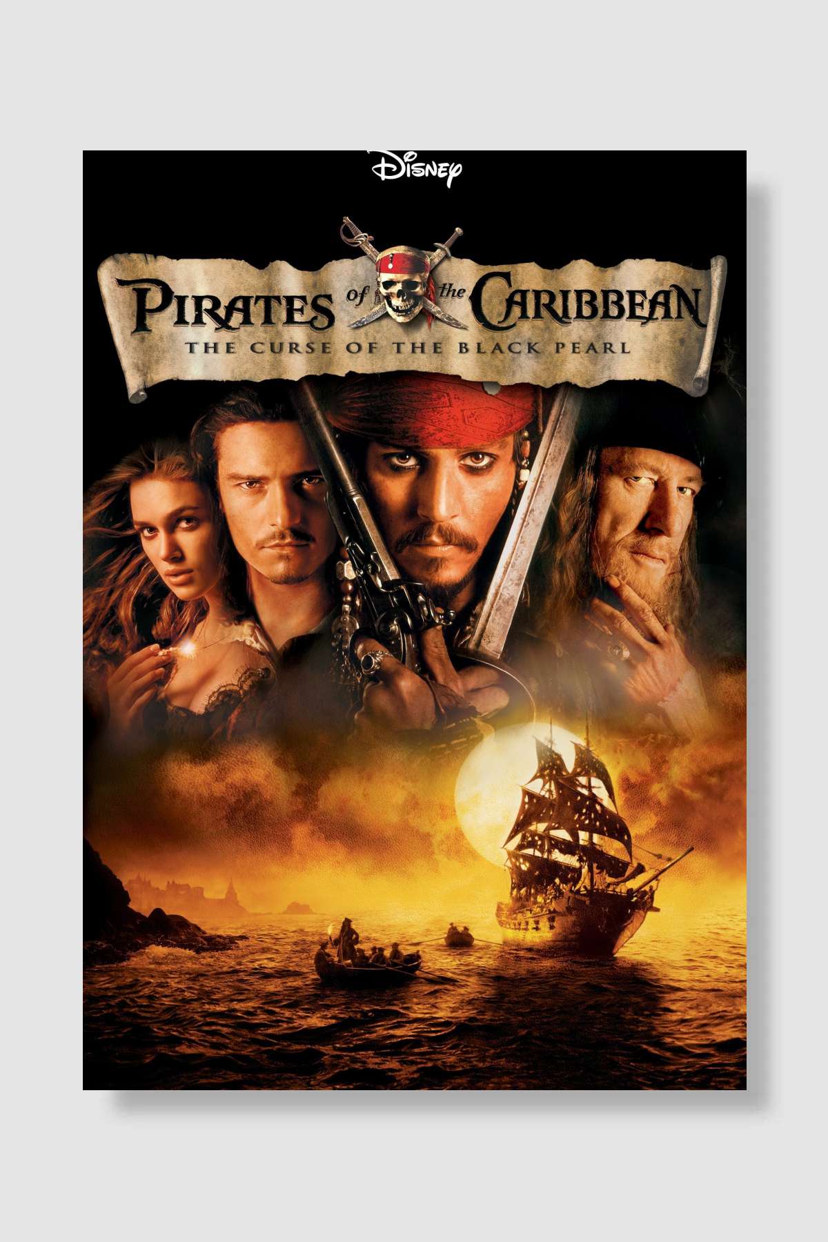 Karayip Korsanları: Siyah İnci'nin Laneti - Pirates of the Caribbean: The Curse of the Black Pearl Film Poster Çerçevesiz Yüksek Kalite Film Afiş Duvar Poster
