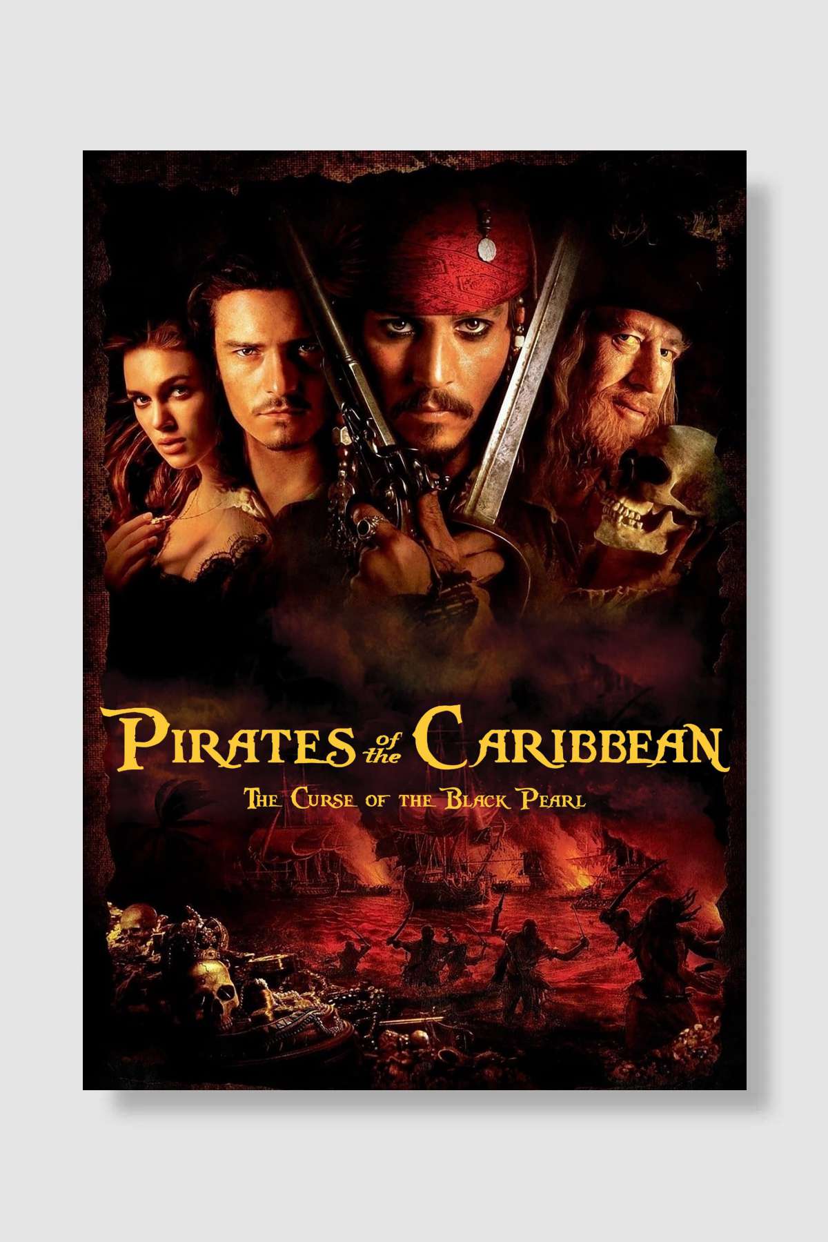 Karayip Korsanları: Siyah İnci'nin Laneti - Pirates of the Caribbean: The Curse of the Black Pearl Film Poster Çerçevesiz Yüksek Kalite Film Afiş Duvar Poster