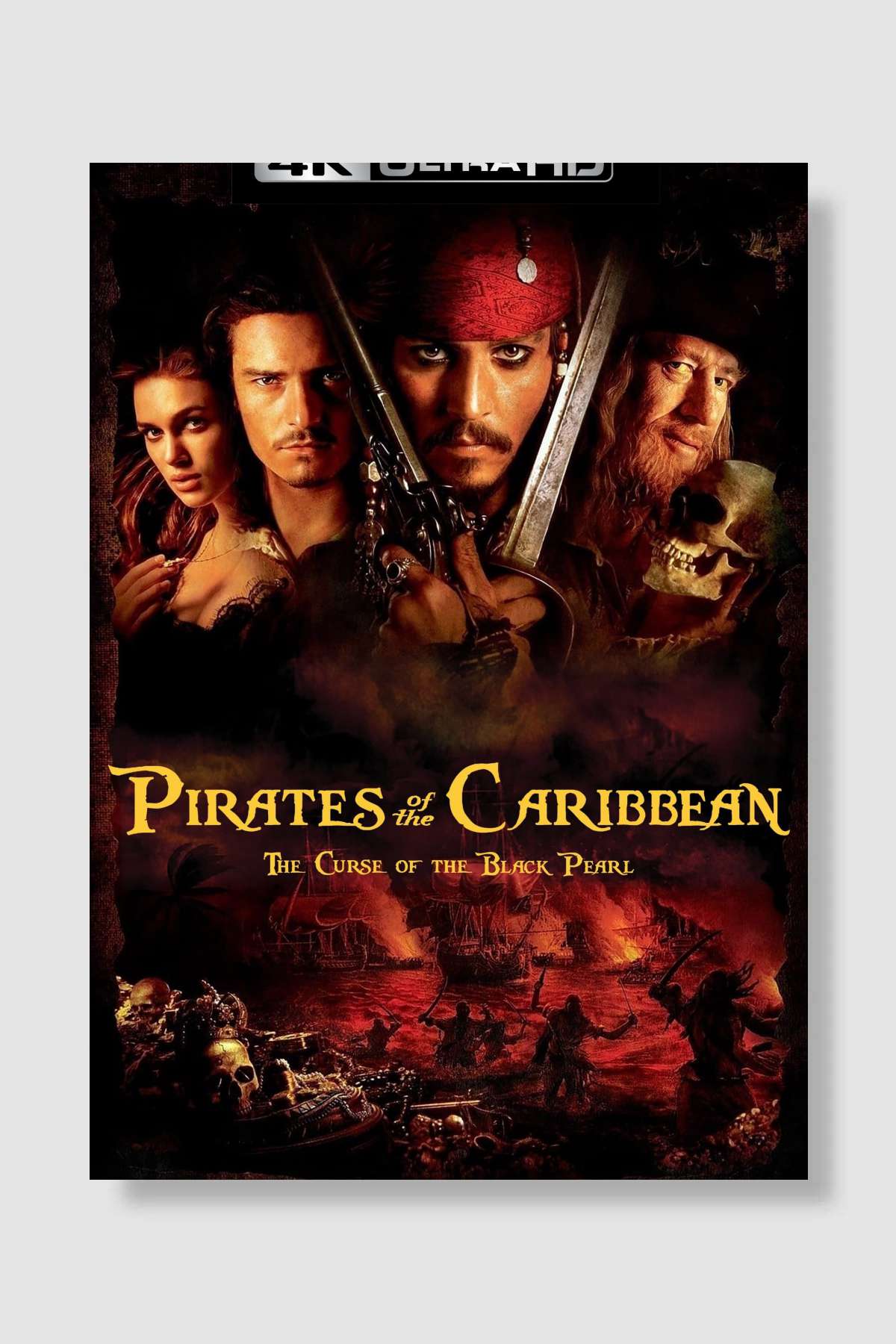 Karayip Korsanları: Siyah İnci'nin Laneti - Pirates of the Caribbean: The Curse of the Black Pearl Film Poster Çerçevesiz Yüksek Kalite Film Afiş Duvar Poster