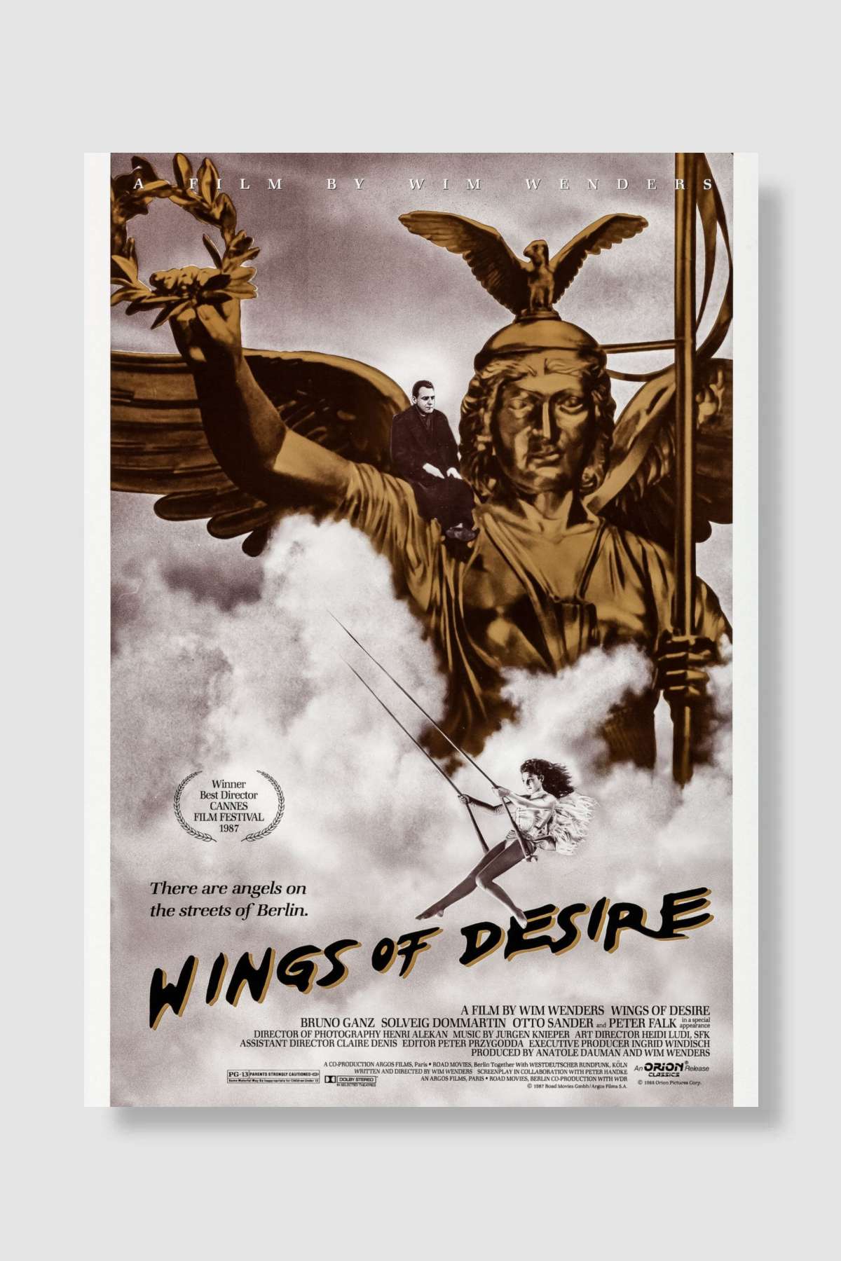 Arzunun Kanatları - Der Himmel über Berlin Film Poster Çerçevesiz Yüksek Kalite Film Afiş Duvar Poster