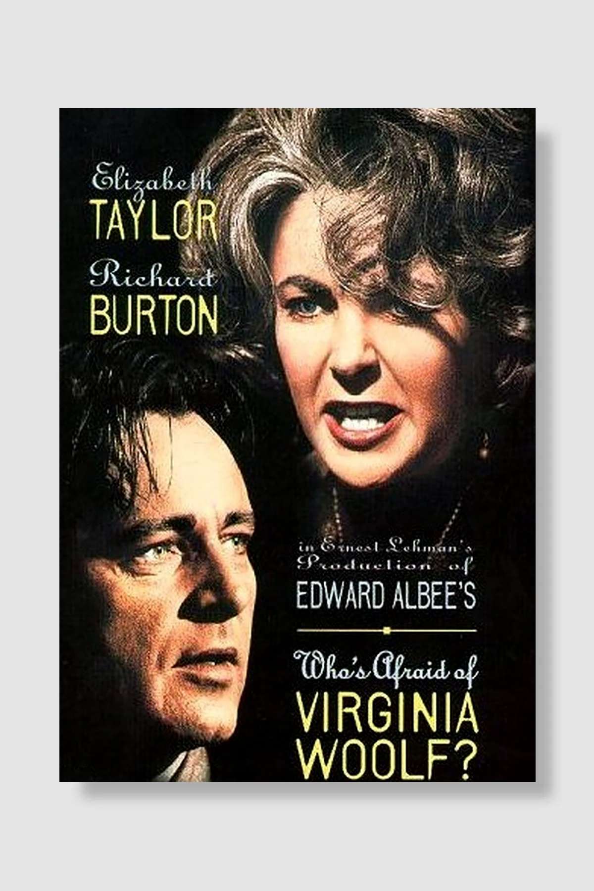 Kim Korkar Hain Kurttan? - Who's Afraid of Virginia Woolf? Film Poster Çerçevesiz Yüksek Kalite Film Afiş Duvar Poster