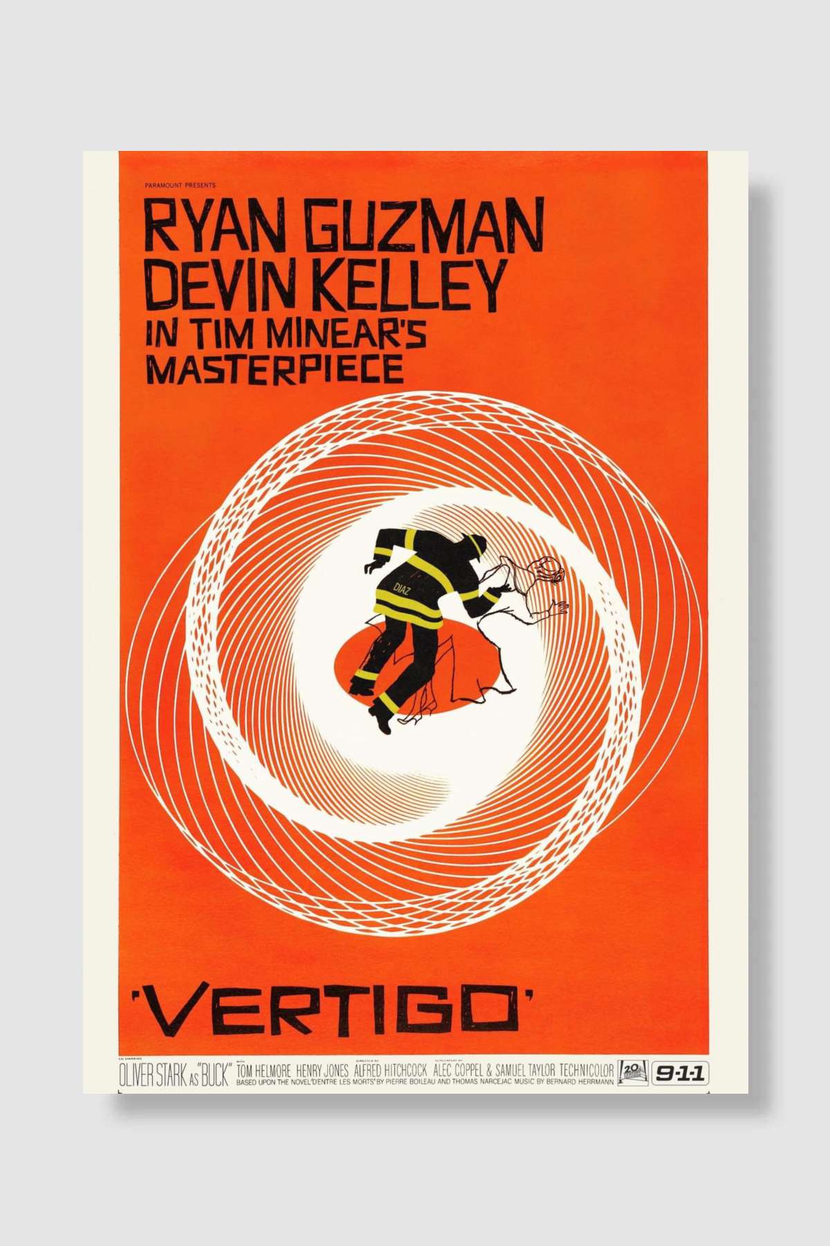 Ölüm Korkusu - Vertigo Film Poster Çerçevesiz Yüksek Kalite Film Afiş Duvar Poster