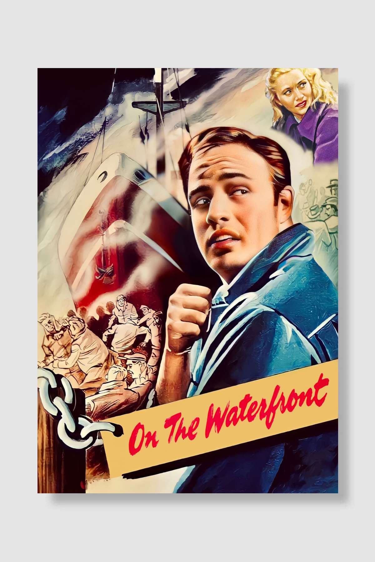 Rıhtımlar Üzerinde - On the Waterfront Film Poster Çerçevesiz Yüksek Kalite Film Afiş Duvar Poster