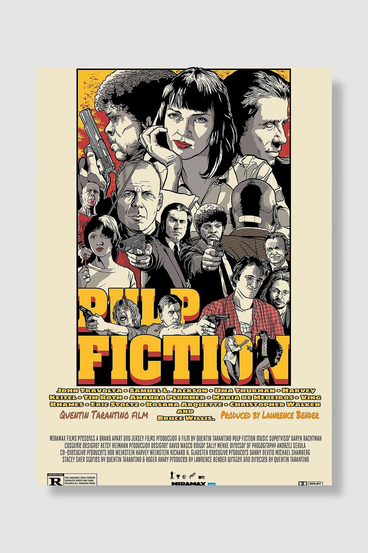 Ucuz Roman - Pulp Fiction Film Poster Çerçevesiz Yüksek Kalite Film Afiş Duvar Poster