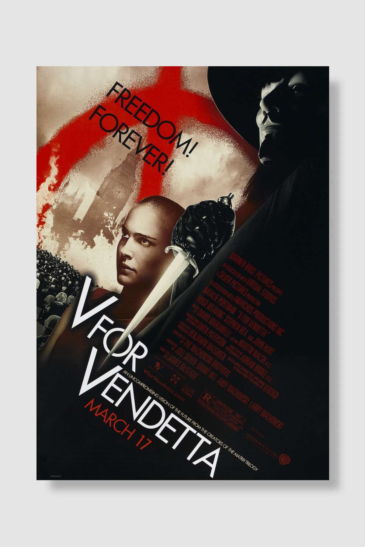 V - V for Vendetta - V for Vendetta Film Poster Çerçevesiz Yüksek Kalite Film Afiş Duvar Poster