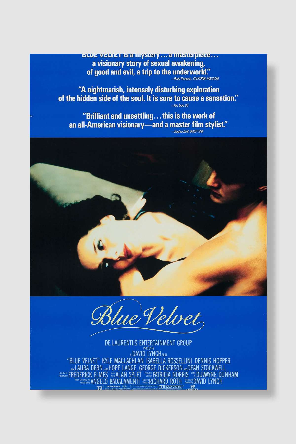 Mavi Kadife - Blue Velvet Film Poster Çerçevesiz Yüksek Kalite Film Afiş Duvar Poster