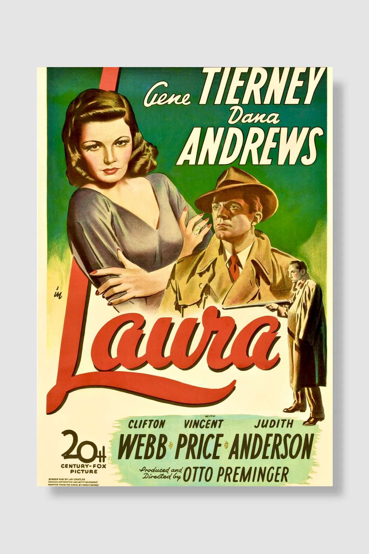 Kanlı Gölge - Laura Film Poster Çerçevesiz Yüksek Kalite Film Afiş Duvar Poster