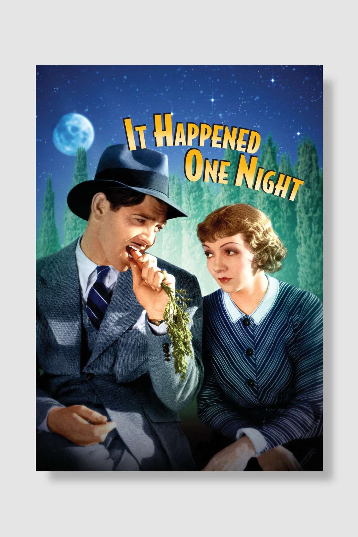 Bir Gecede Oldu - It Happened One Night Film Poster Çerçevesiz Yüksek Kalite Film Afiş Duvar Poster - En İyi Fiyatlarla