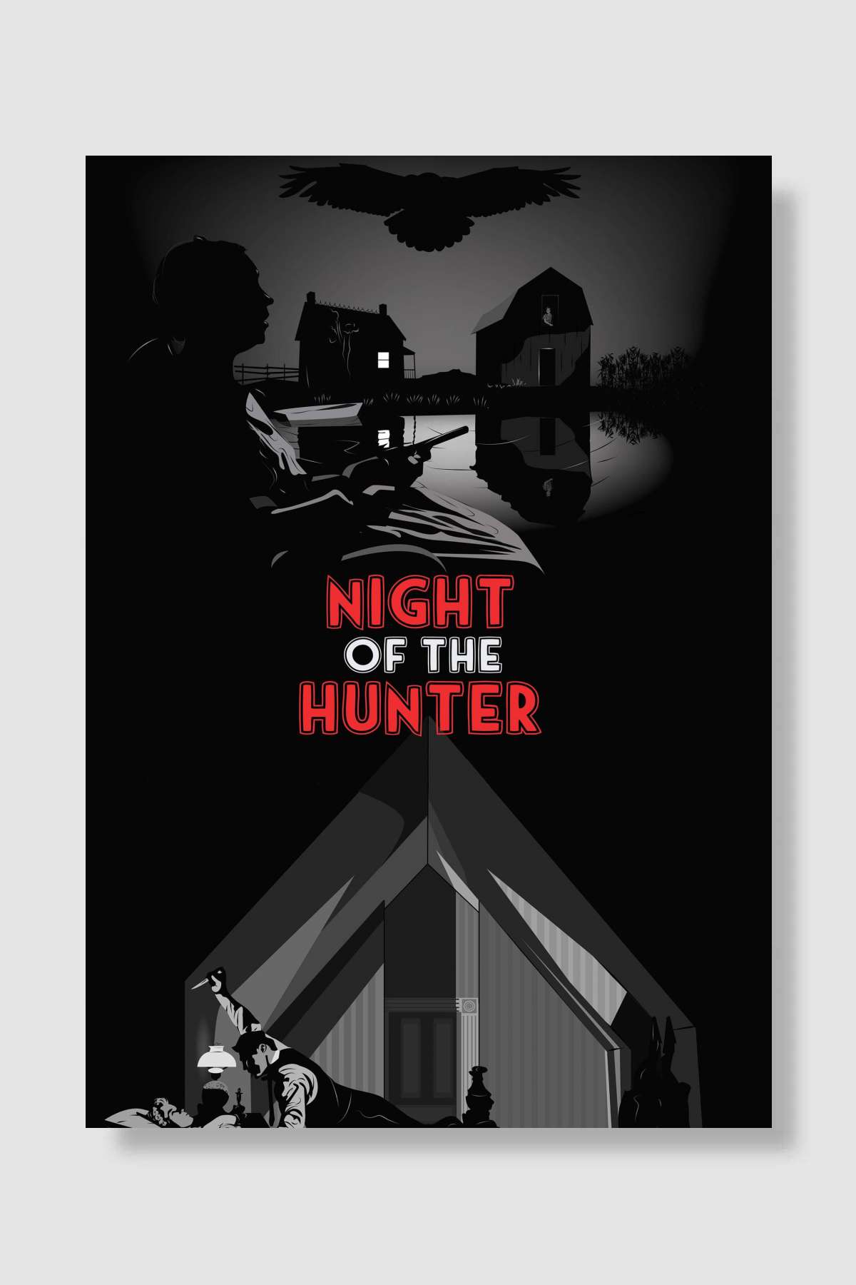 Caniler Avcısı - The Night of the Hunter Film Poster Çerçevesiz Yüksek Kalite Film Afiş Duvar Poster