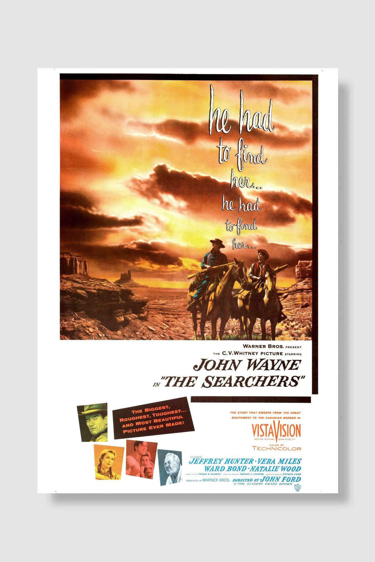 Çöl Aslanı - The Searchers Film Poster Çerçevesiz Yüksek Kalite Film Afiş Duvar Poster