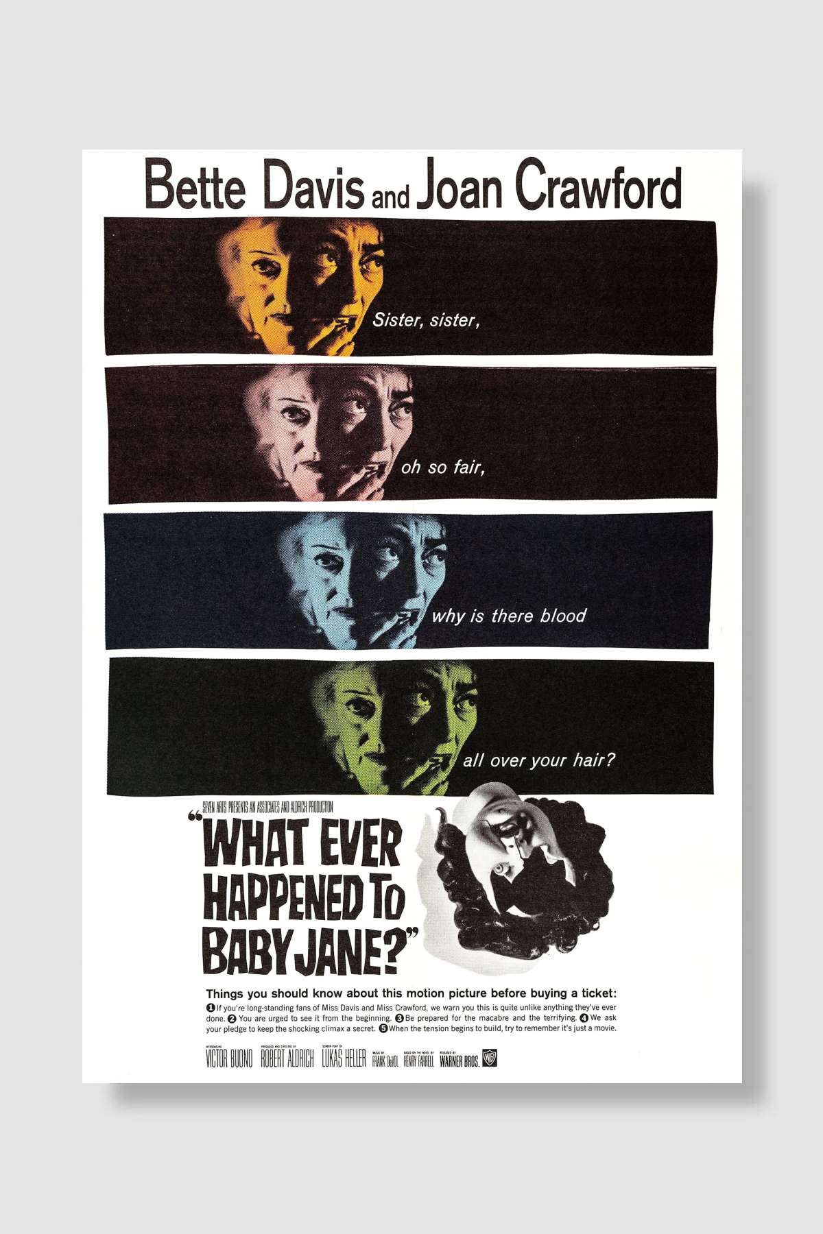 Küçük Bebeğe Ne Oldu? - What Ever Happened to Baby Jane? Film Poster Çerçevesiz Yüksek Kalite Film Afiş Duvar Poster