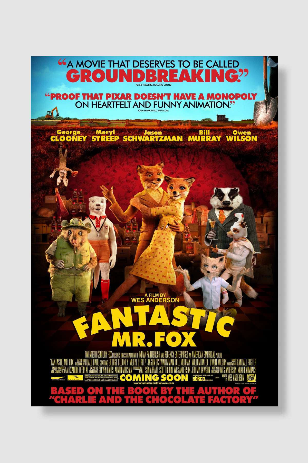Yaman Tilki - Fantastic Mr. Fox Film Poster Çerçevesiz Yüksek Kalite Film Afiş Duvar Poster