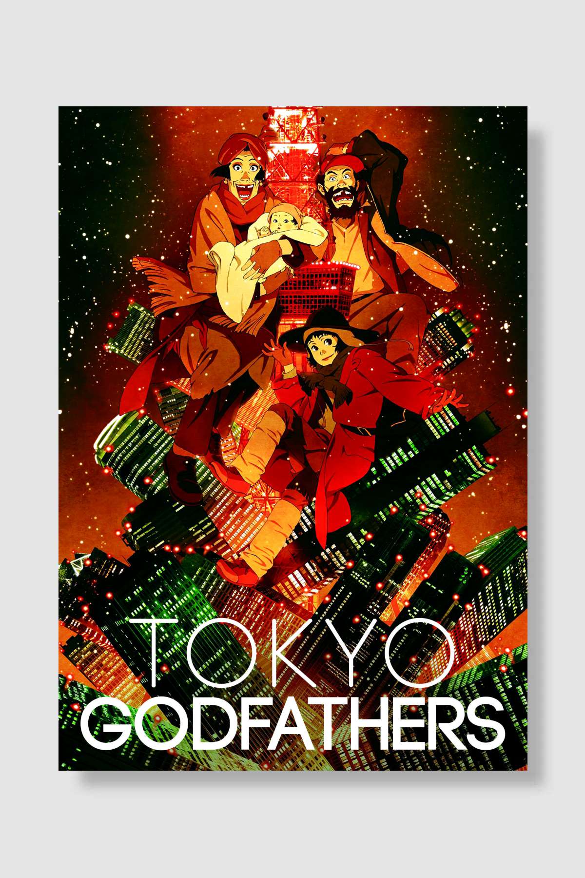 Tokyo Tanrıları - 東京ゴッドファーザーズ Film Poster Çerçevesiz Yüksek Kalite Film Afiş Duvar Poster