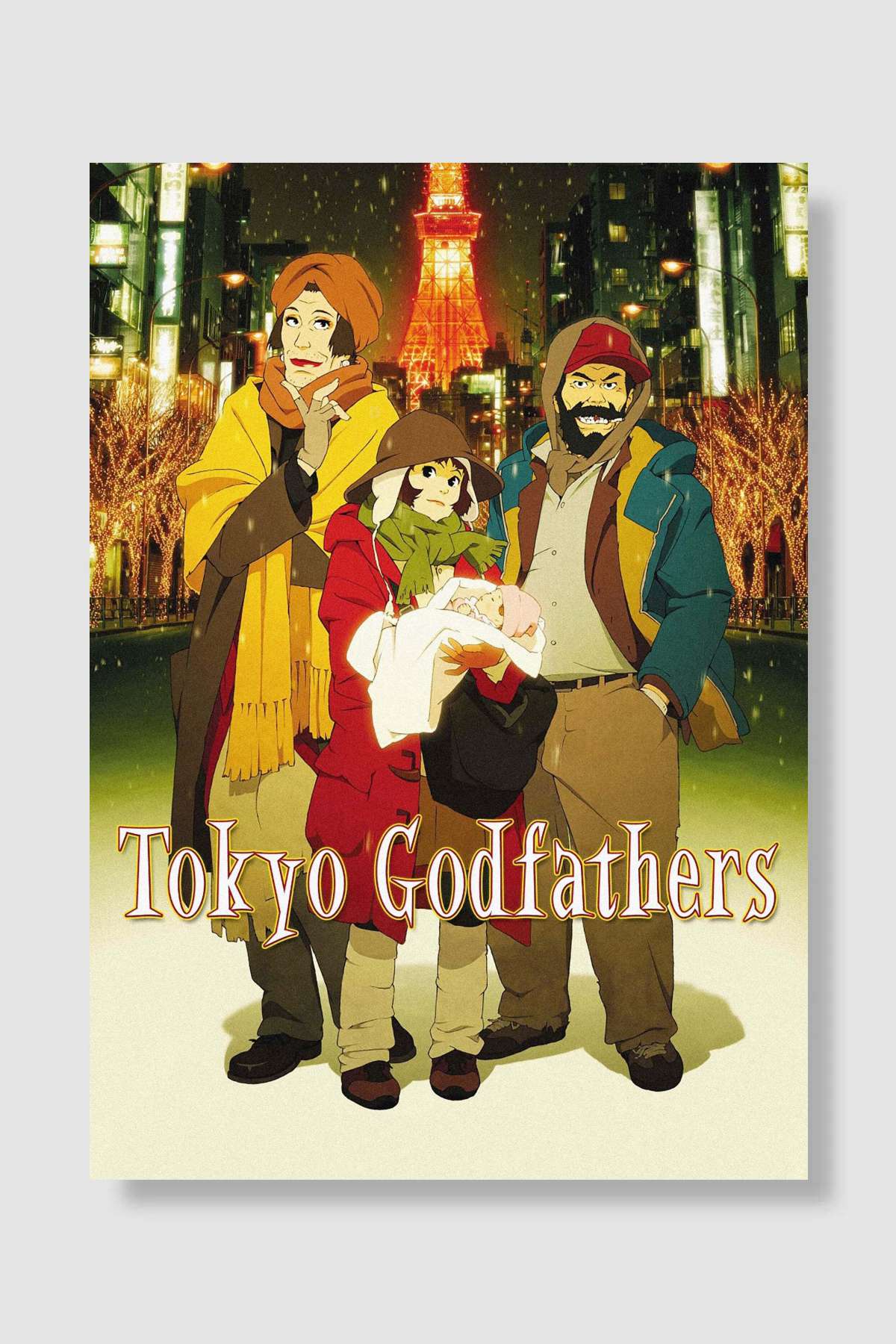 Tokyo Tanrıları - 東京ゴッドファーザーズ Film Poster Çerçevesiz Yüksek Kalite Film Afiş Duvar Poster