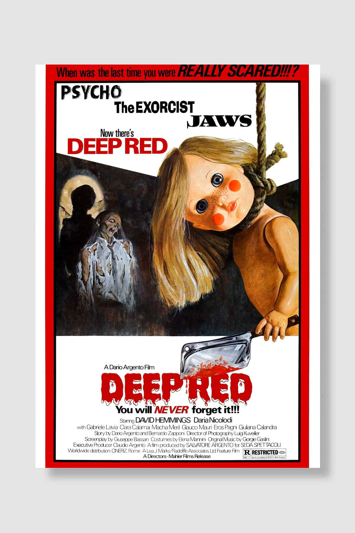 Derin Kırmızı - Profondo rosso Film Poster Çerçevesiz Yüksek Kalite Film Afiş Duvar Poster