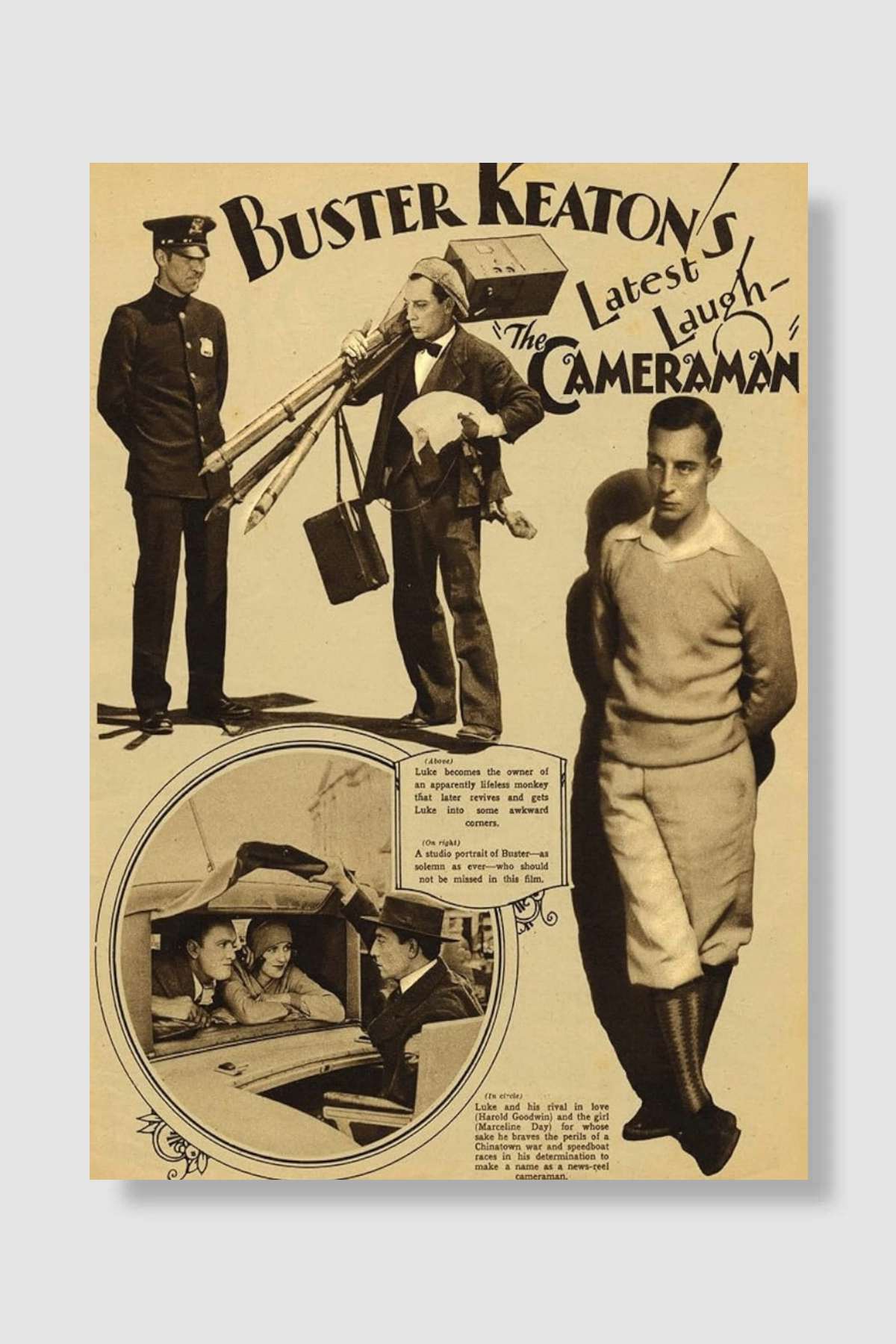 Kameraman - The Cameraman Film Poster Çerçevesiz Yüksek Kalite Film Afiş Duvar Poster