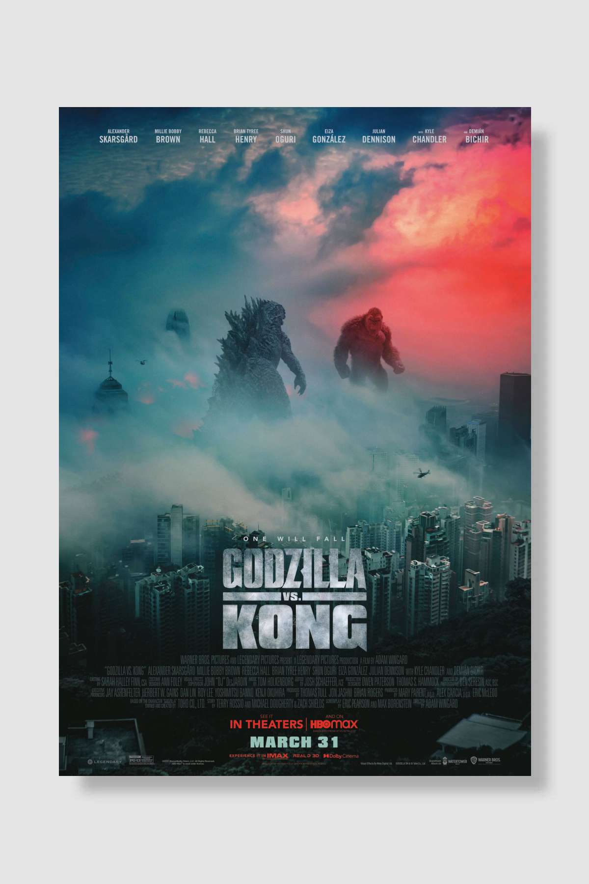 Godzilla vs. Kong Film Poster Çerçevesiz Yüksek Kalite Film Afiş Duvar Poster