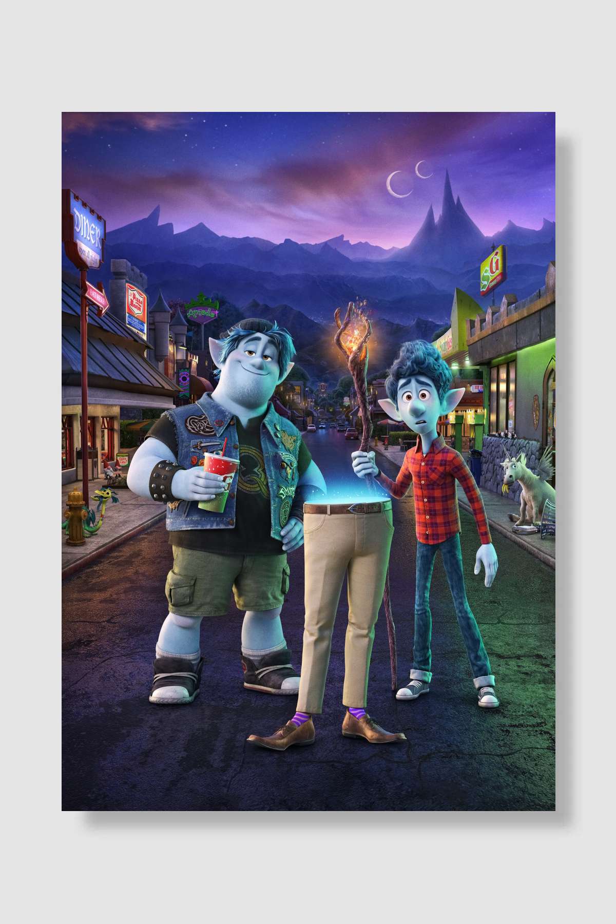 Hadi Gidelim - Onward Film Poster Çerçevesiz Yüksek Kalite Film Afiş Duvar Poster