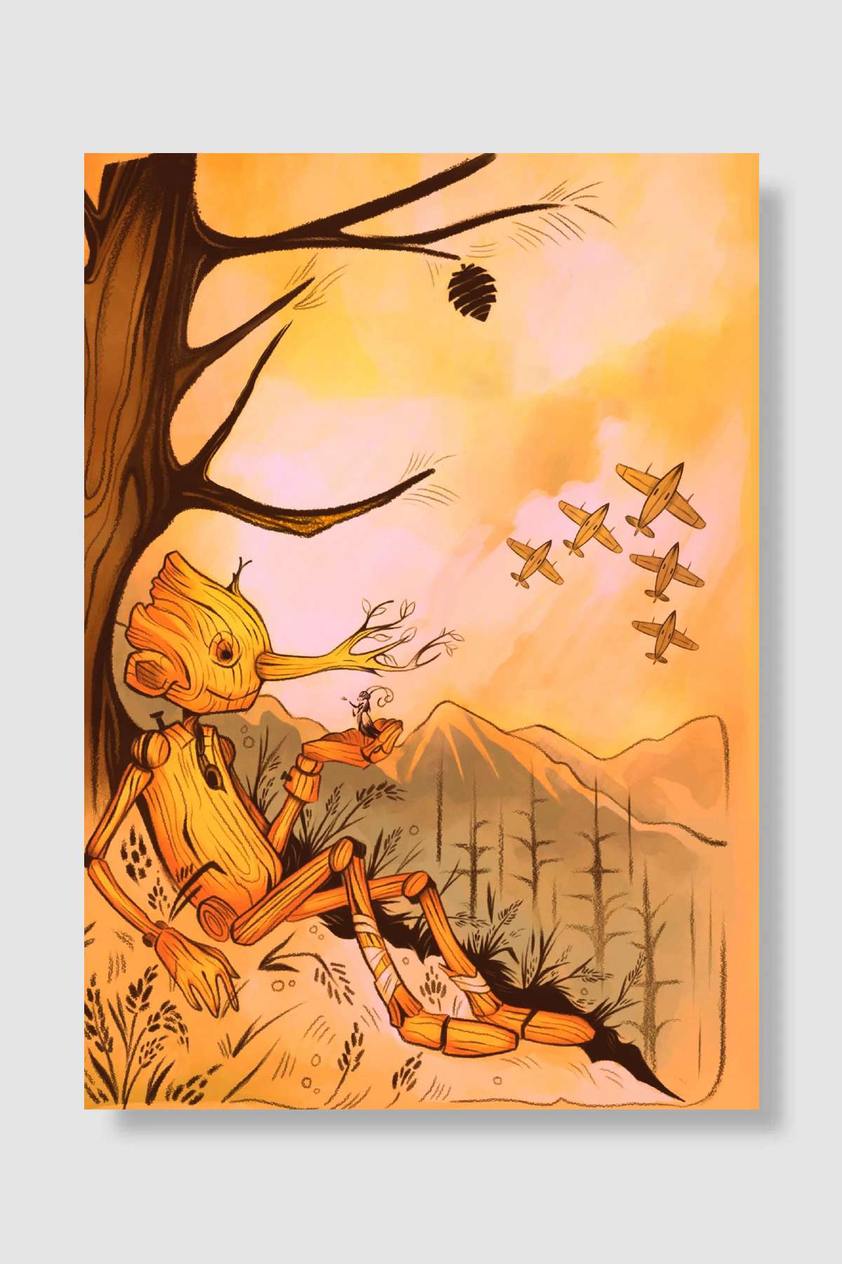 Guillermo del Toro sunar: Pinokyo - Guillermo del Toro's Pinocchio Film Poster Çerçevesiz Yüksek Kalite Film Afiş Duvar Poster