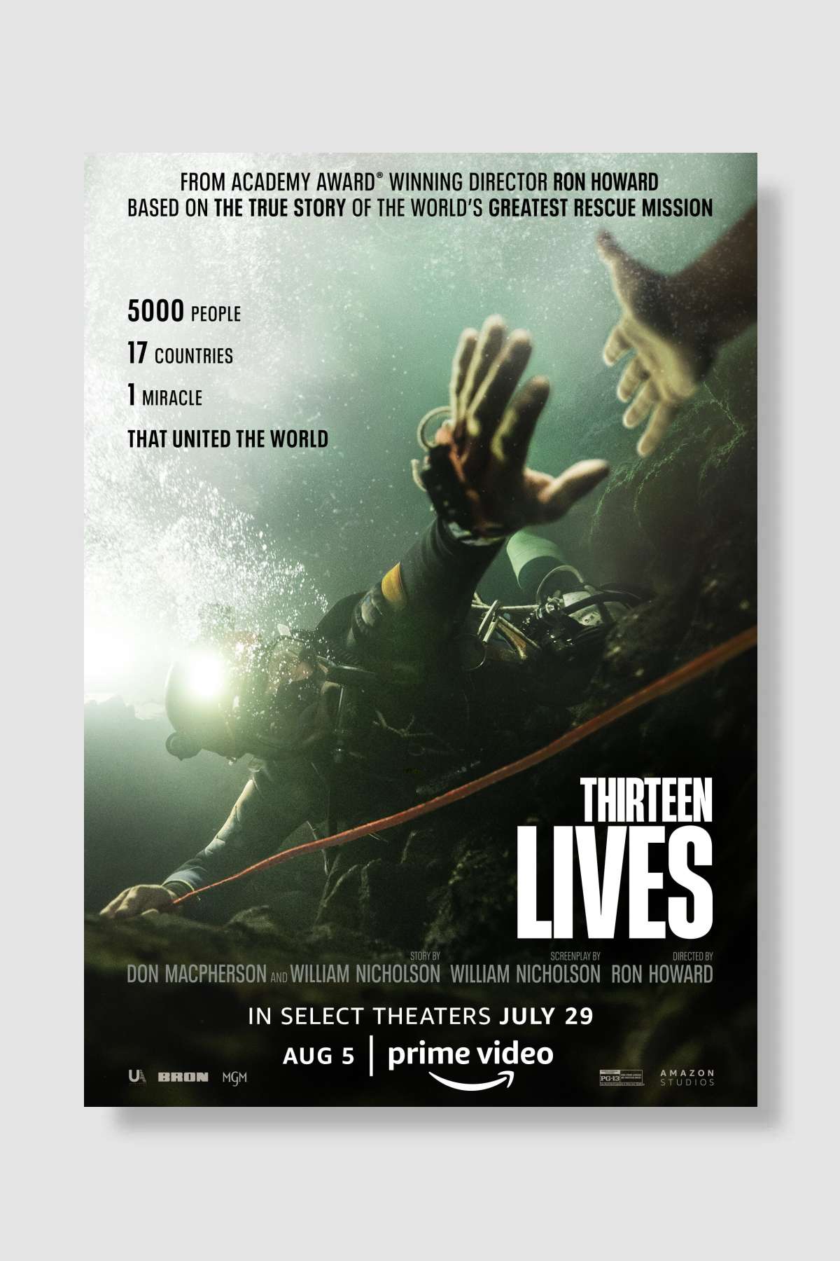 On Üç Yaşam - Thirteen Lives Film Poster Çerçevesiz Yüksek Kalite Film Afiş Duvar Poster