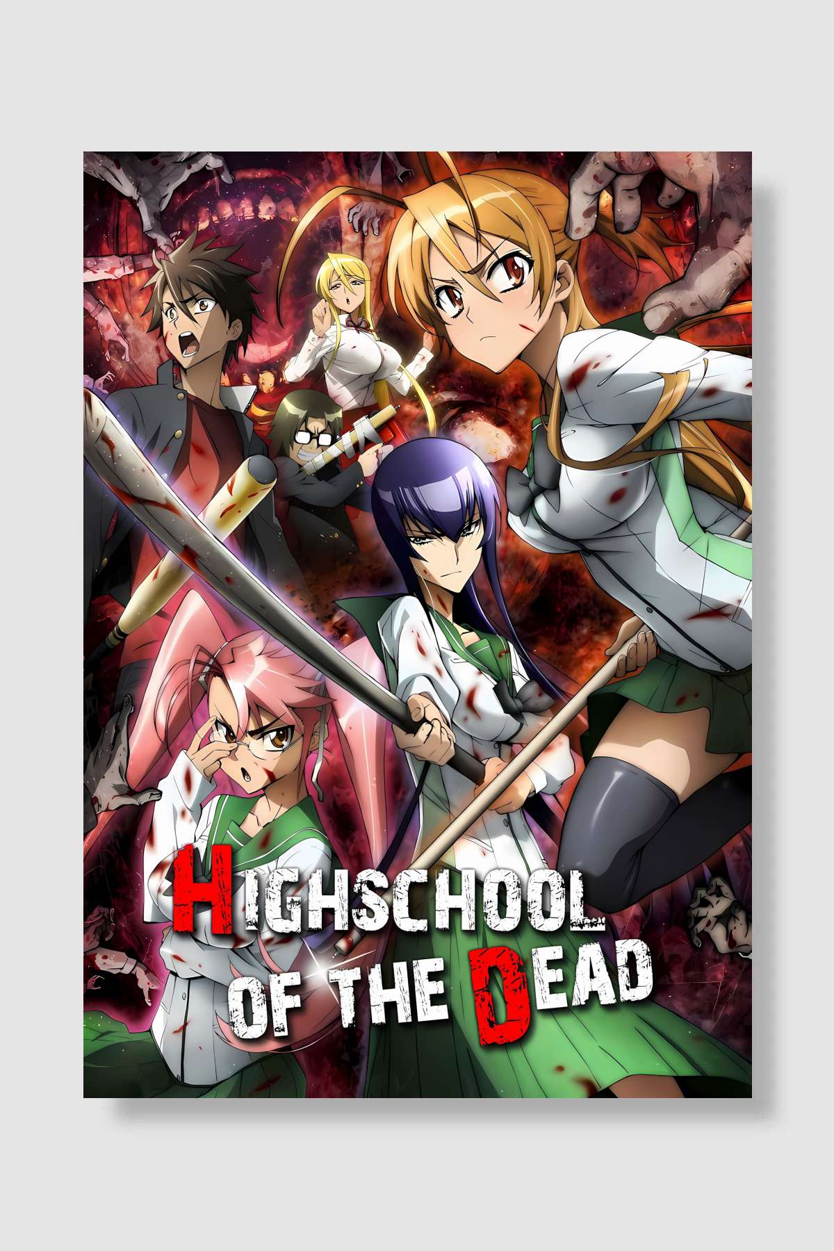学園黙示録 HIGHSCHOOL OF THE DEAD Dizi Poster Çerçevesiz Yüksek Kalite Dizi Afiş Duvar Poster