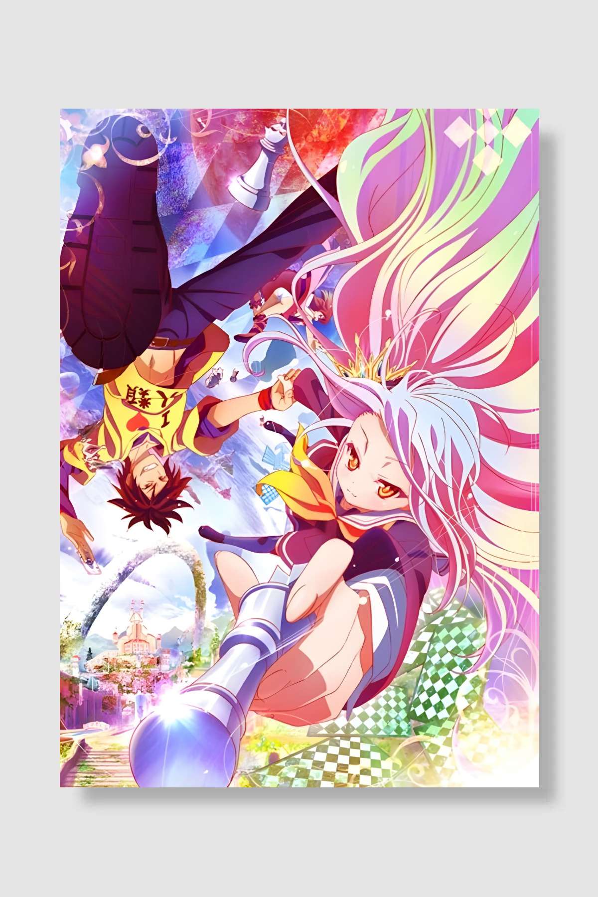 No Game, No Life - ノーゲーム･ノーライフ Dizi Poster Çerçevesiz Yüksek Kalite Dizi Afiş Duvar Poster