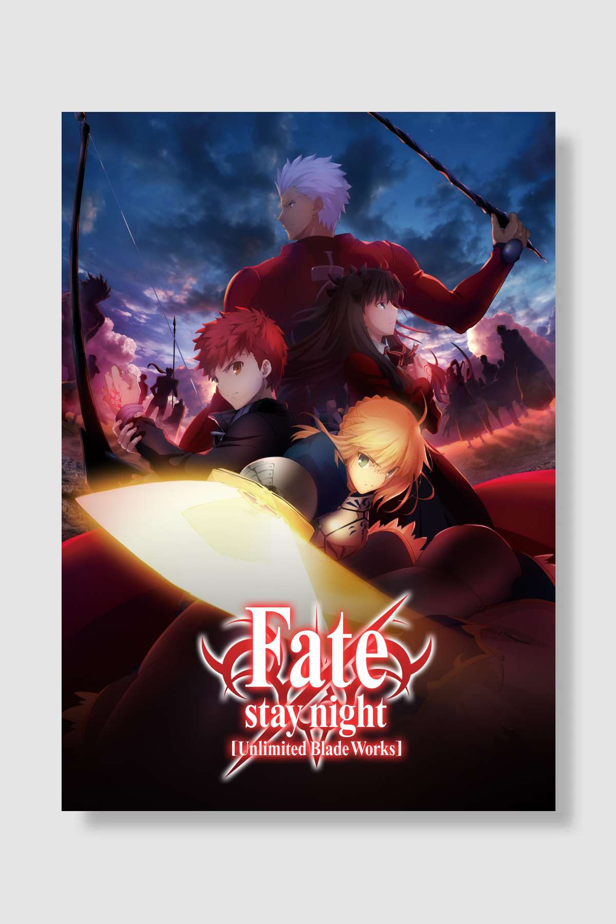 Fate/stay night [Unlimited Blade Works] Dizi Poster Çerçevesiz Yüksek Kalite Dizi Afiş Duvar Poster