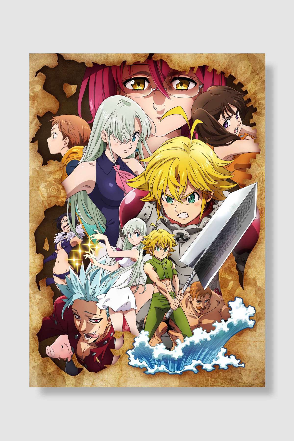 Nanatsu no Taizai - 七つの大罪 Dizi Poster Çerçevesiz Yüksek Kalite Dizi Afiş Duvar Poster