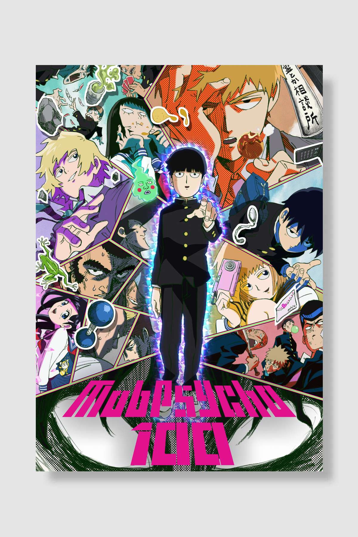 モブサイコ100 Dizi Poster Çerçevesiz Yüksek Kalite Dizi Afiş Duvar Poster