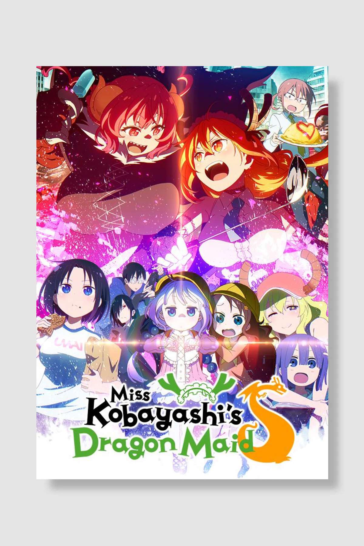 Miss Kobayashi's Dragon Maid - 小林さんちのメイドラゴン Dizi Poster Çerçevesiz Yüksek Kalite Dizi Afiş Duvar Poster