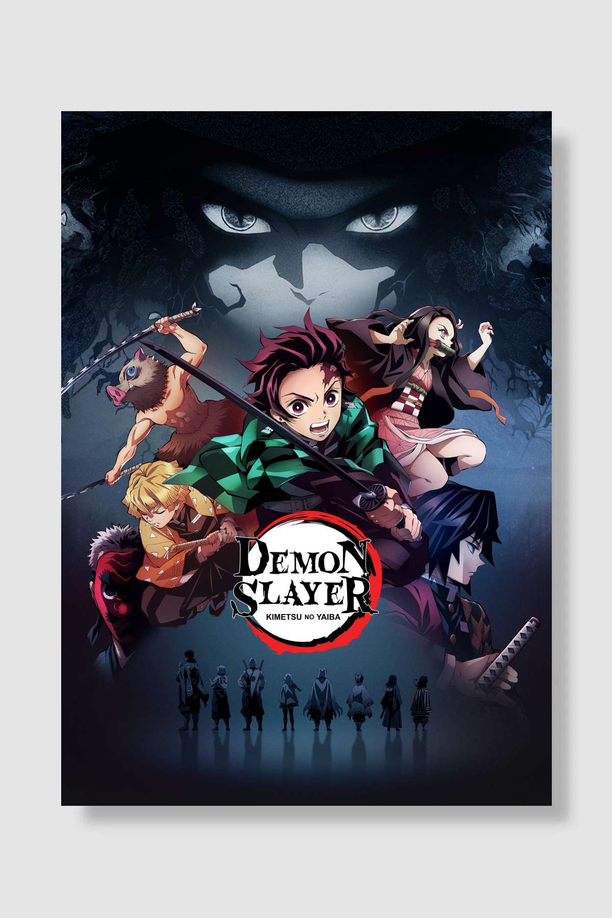 İblis Keser - 鬼滅の刃 Dizi Poster Çerçevesiz Yüksek Kalite Dizi Afiş Duvar Poster