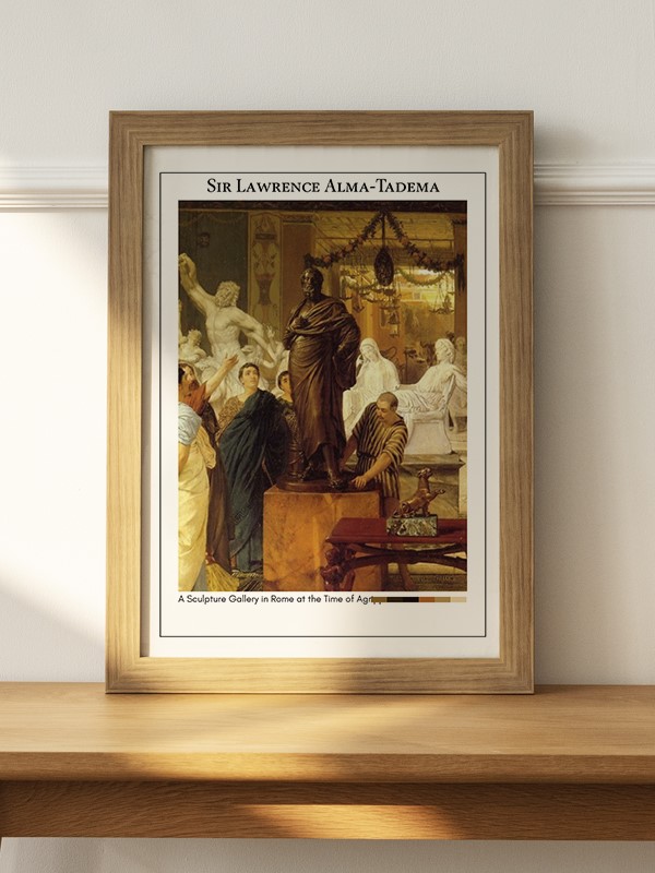 Sir Lawrence Alma-Tadema A Sculpture Gallery in Rome at the Time of Agrippa Poster - En İyi Fiyatlarla