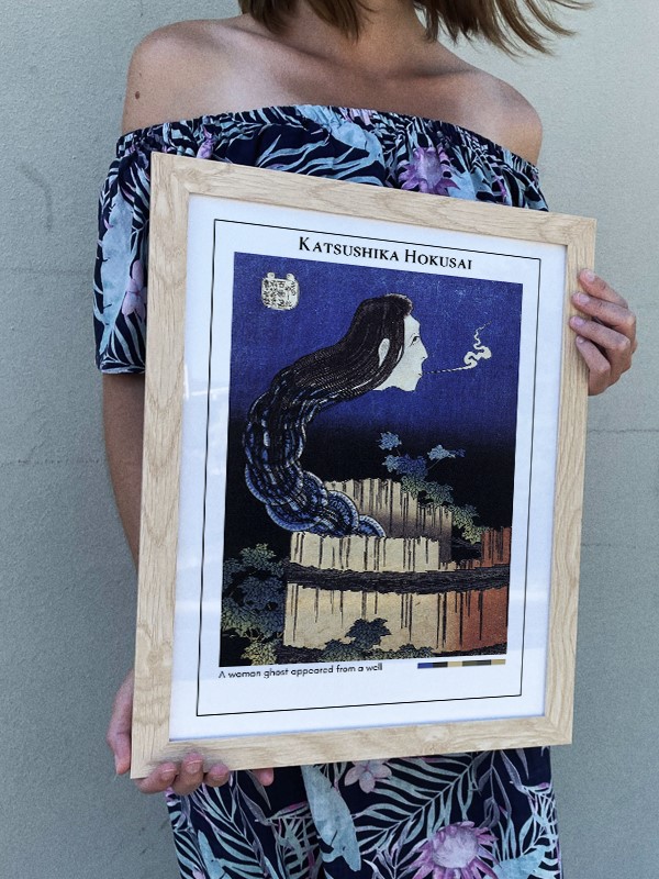 Katsushika Hokusai A woman ghost appeared from a well Poster