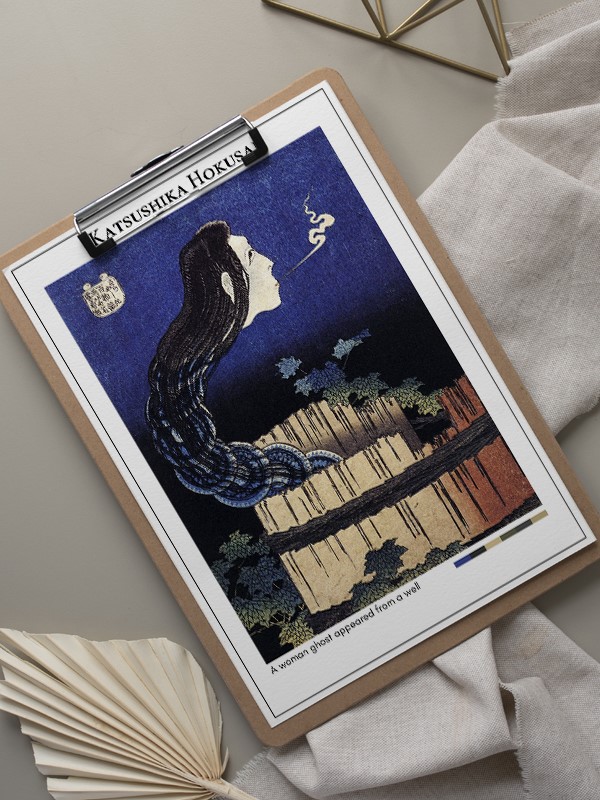 Katsushika Hokusai A woman ghost appeared from a well Poster