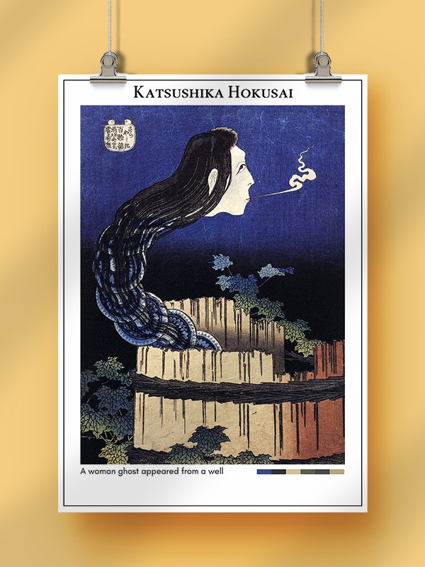 Katsushika Hokusai A woman ghost appeared from a well Poster