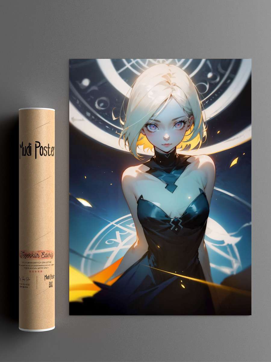 A woman in a black dress Anime Poster Çerçevesiz Yüksek Kalite Anime Duvar Poster