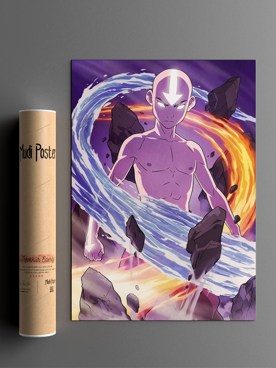 Aang Avatar State Anime Poster Çerçevesiz Yüksek Kalite Anime Duvar Poster