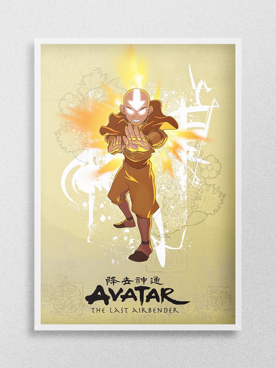 Aang Firebending Anime Poster Çerçevesiz Yüksek Kalite Anime Duvar Poster