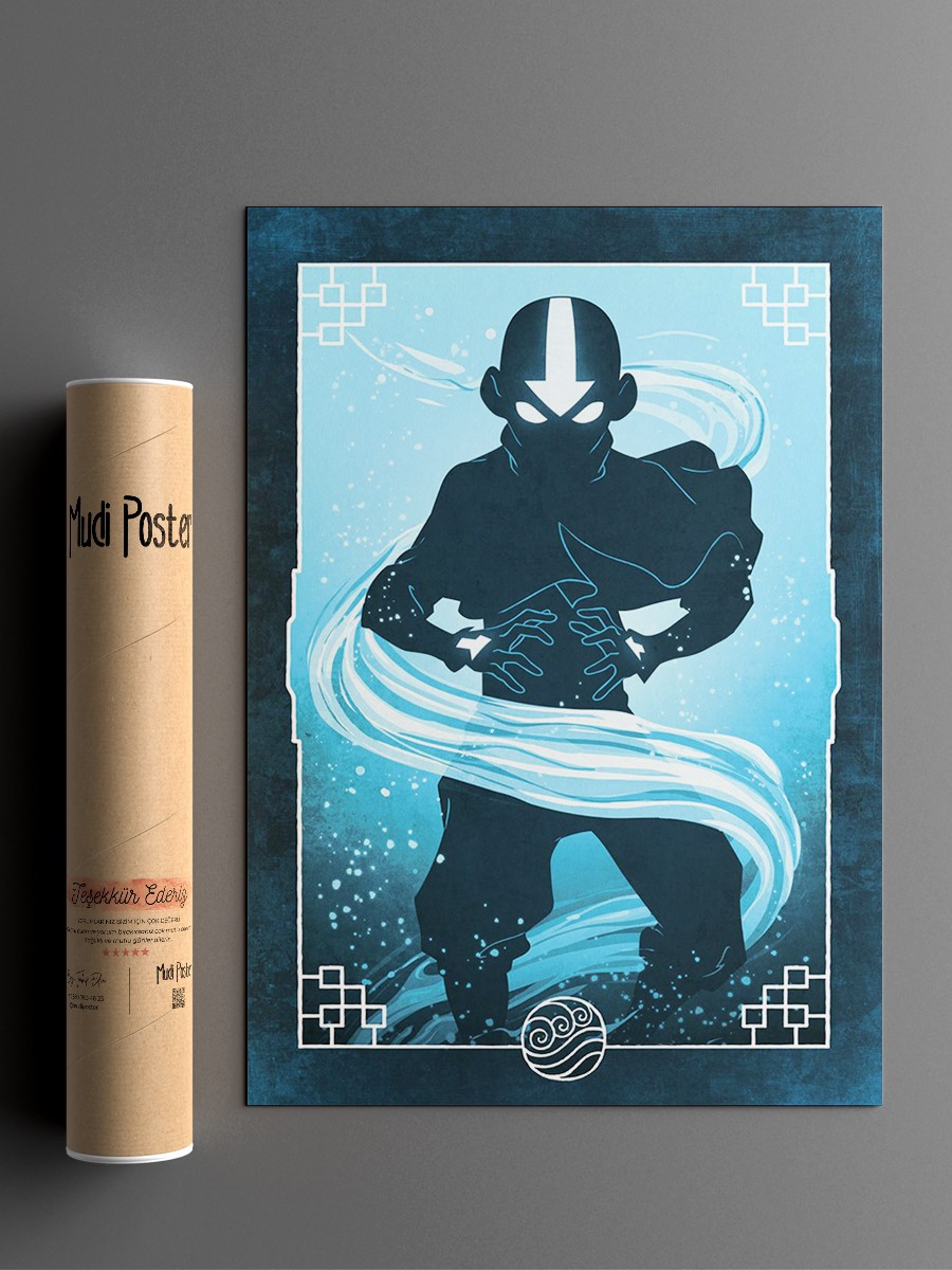 Aang Water Anime Poster Çerçevesiz Yüksek Kalite Anime Duvar Poster