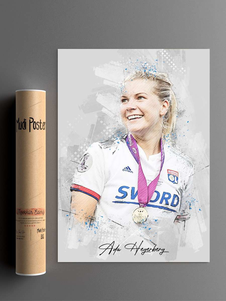 Ada Hegerberg Futbol Poster Çerçevesiz Yüksek Kalite Futbolcu Duvar Poster