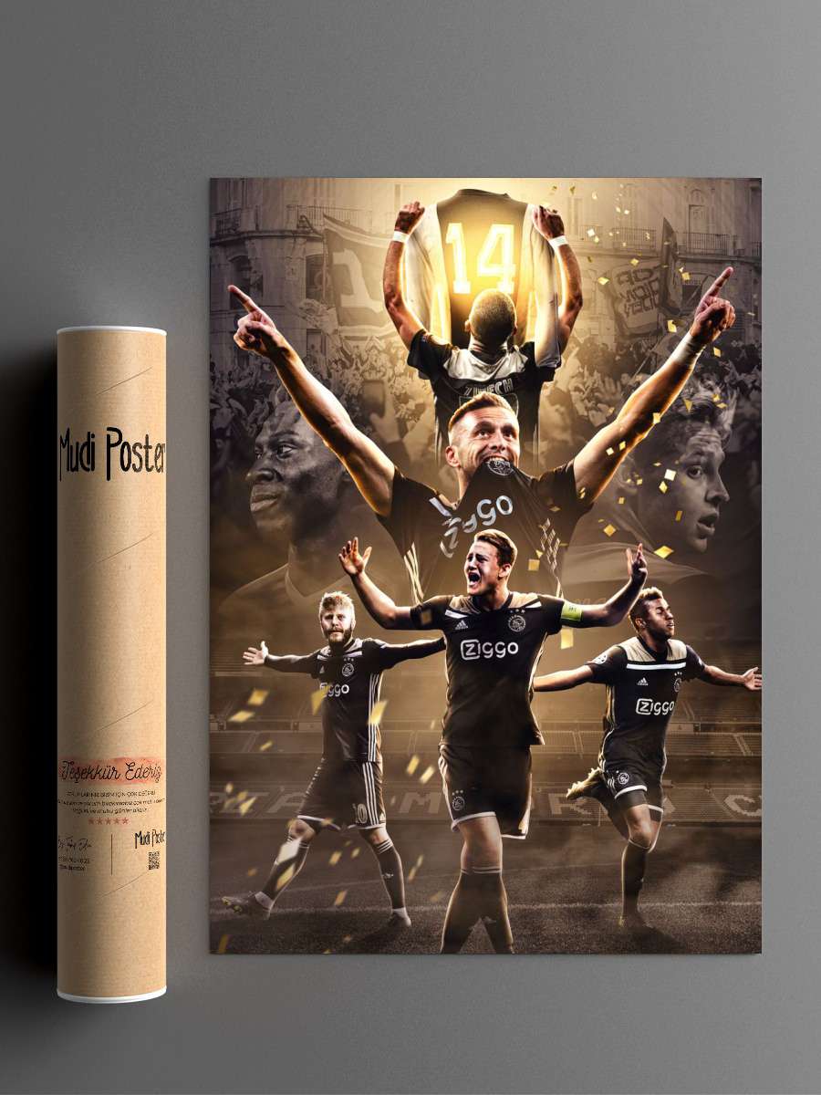 AFC Ajax Futbol Poster Çerçevesiz Yüksek Kalite Futbolcu Duvar Poster