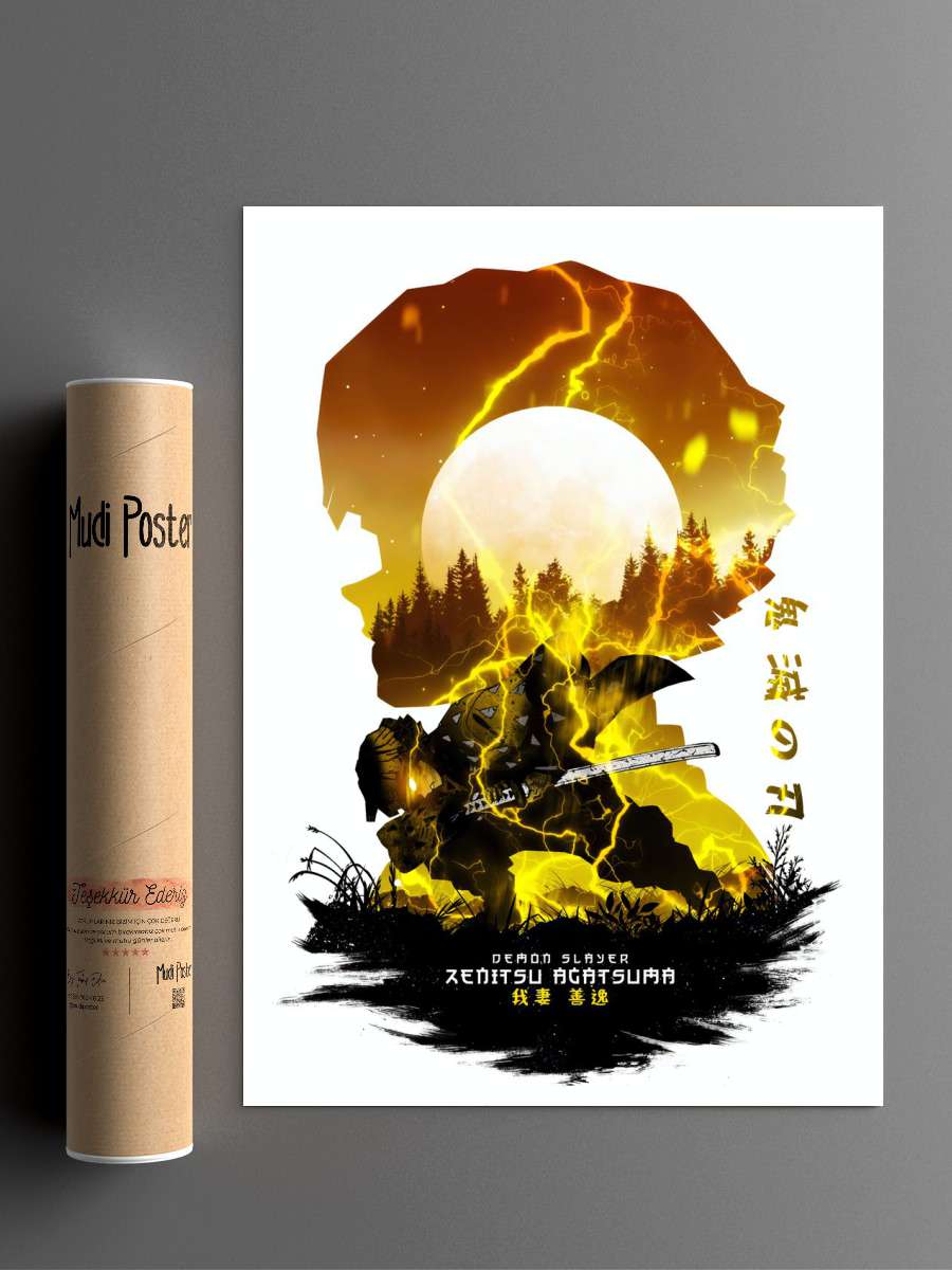 Agatsuma Zenitsu Anime Poster Çerçevesiz Yüksek Kalite Anime Duvar Poster