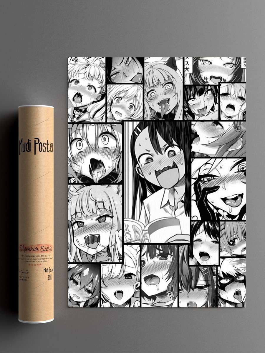 Ahegao poster 2 Anime Poster Çerçevesiz Yüksek Kalite Anime Duvar Poster