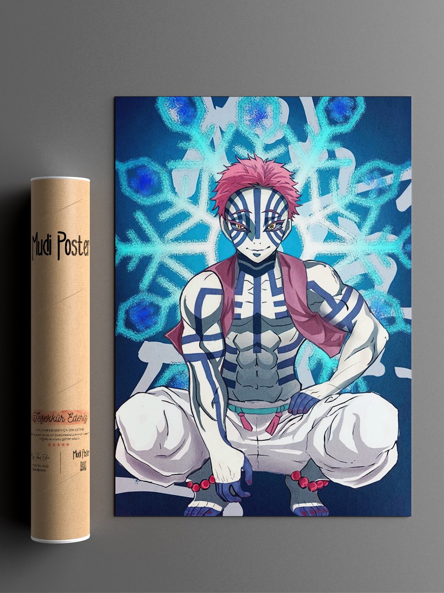 Akaza Demon Slayer  Anime Poster Çerçevesiz Yüksek Kalite Anime Duvar Poster