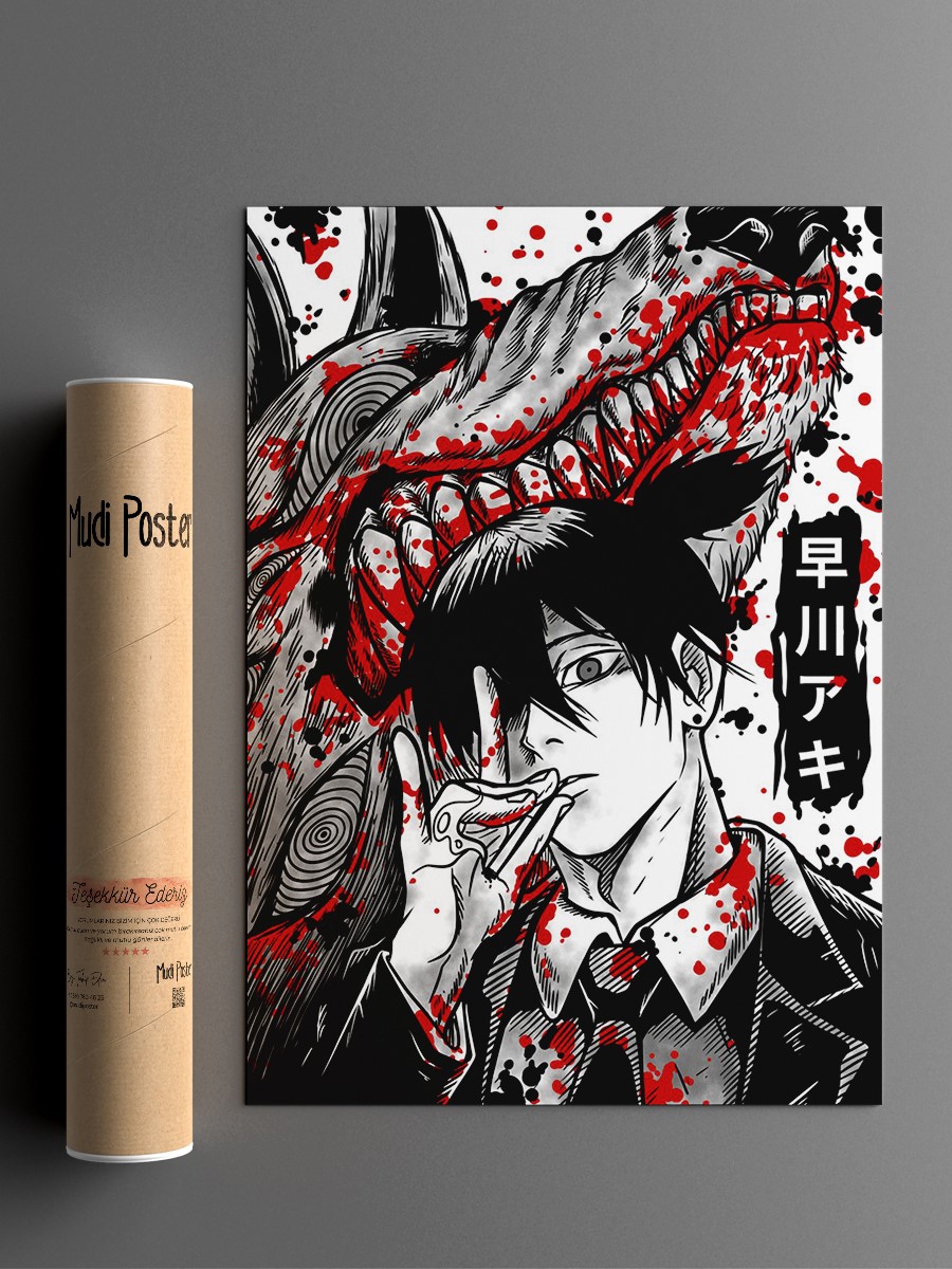 Aki Hayakawa blood Anime Poster Çerçevesiz Yüksek Kalite Anime Duvar Poster