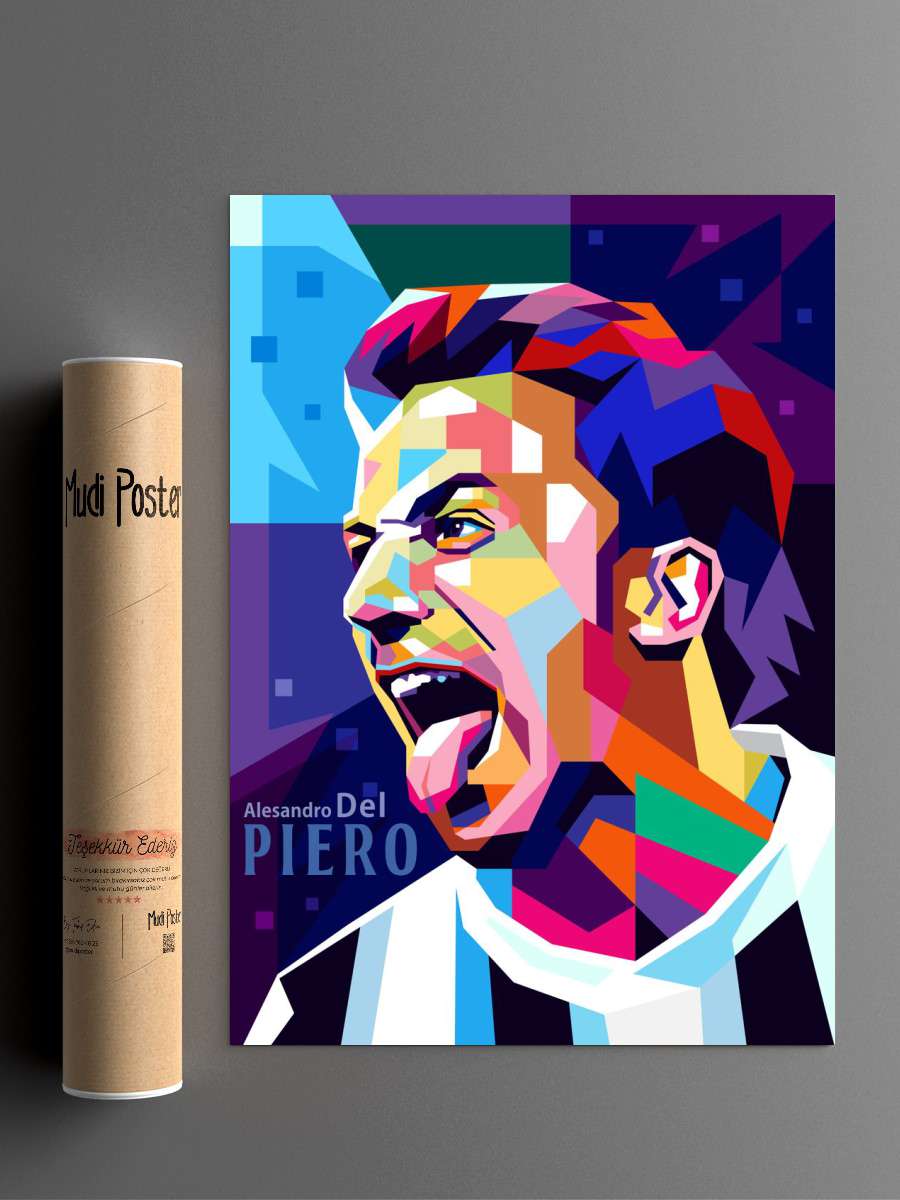 Alesandro Del Piero Futbol Poster Çerçevesiz Yüksek Kalite Futbolcu Duvar Poster